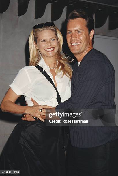 American model and actress Christie Brinkley with her husband, architect Peter Cook at the 'Talk' magazine party in Battery Park, New York City, USA,...