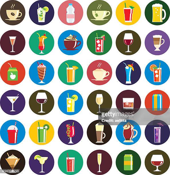 illustrazioni stock, clip art, cartoni animati e icone di tendenza di icone delle bevande - piña colada
