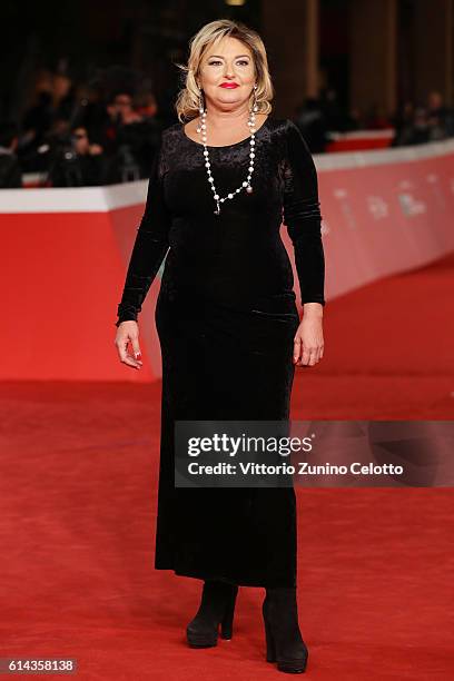 Monica Setta walks a red carpet for 'Moonlight' on October 13, 2016 in Rome, Italy.