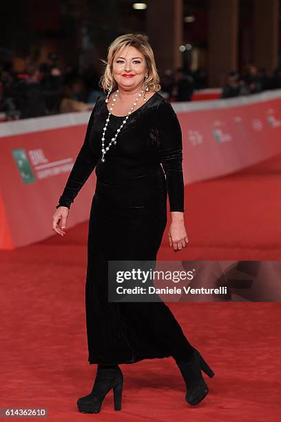 Monica Setta walks a red carpet for 'Moonlight' on October 13, 2016 in Rome, Italy.