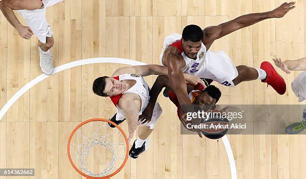 Russ Smith, #0 of Galatasaray Odeabank Istanbul competes with Kyle Hines, #42 of CSKA Moscow during the 2016/2017 Turkish Airlines EuroLeague Regular...