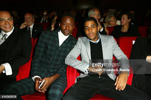Jharrel Jerome and Ashton Sanders from the movie 'Moonlight' attend Rome Film Festival Opening during the 11th Rome Film Festival on October 13, 2016...