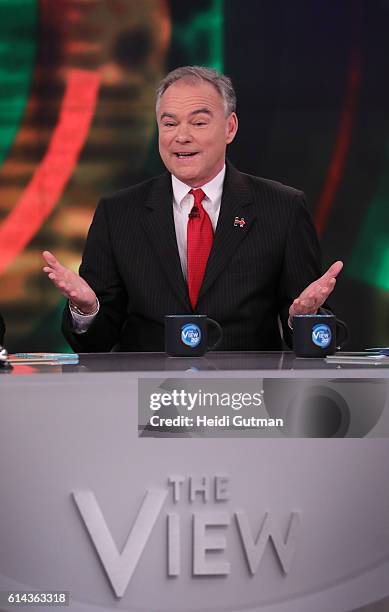 On THURSDAY, OCTOBER 13, the Political View welcomes Senator Tim Kaine in his first appearance on the Walt Disney Television via Getty Images talk...