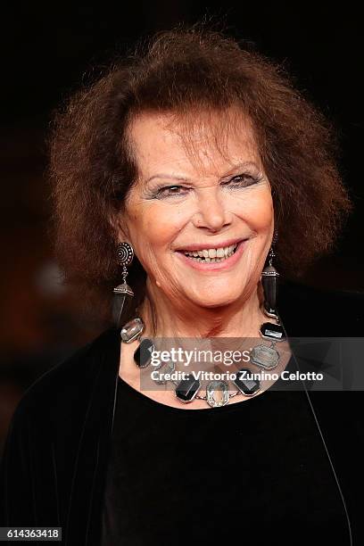 Claudia Cardinale walks a red carpet for 'Moonlight' at Auditorium Parco Della Musica on October 13, 2016 in Rome, Italy.