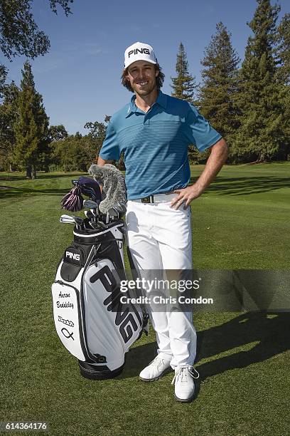 Aaron Baddeley of Australia with his new Ping gear during practice for the Safeway Open at Silverado Country Club on October 11, 2016 in Napa,...