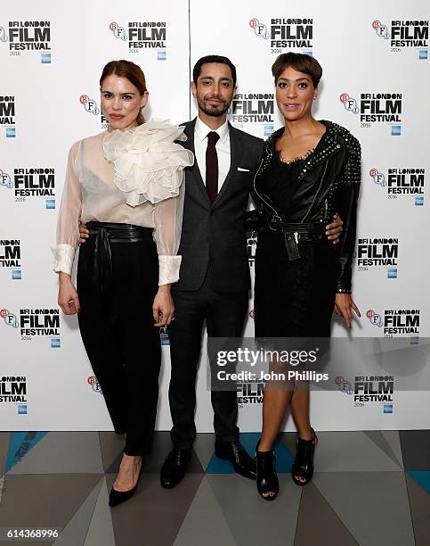 Actors Billie Piper, Riz Ahmed and Cush Jumbo attend the 'City Of Tiny Lights' screening in association with Mobo Films during the 60th BFI London...