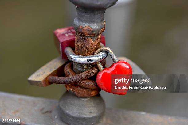 love lock at city of hamburg in germny - love padlocks stock pictures, royalty-free photos & images