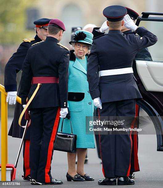 Queen Elizabeth II, Colonel-in-Chief of the Corps of Royal Engineers, visits the Corps of Royal Engineers at Brompton Barracks in celebration of...