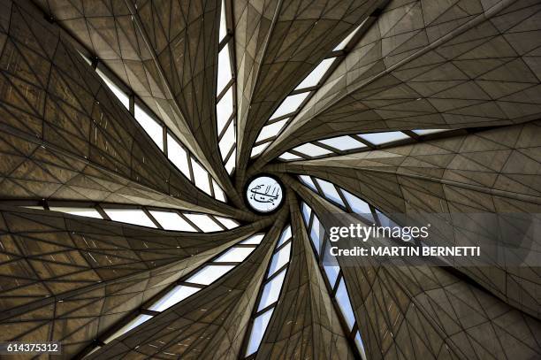 Detail of the flower-shaped dome at the Baha'i House of Worship in Santiago, October 13,2016. - The temple belonging to the Baha'i faith, an...
