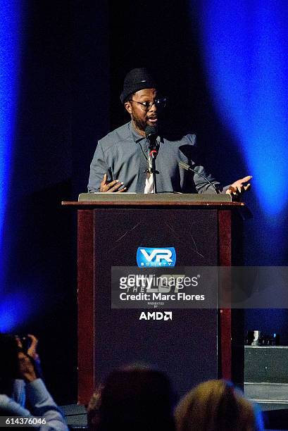 Will.i.am speaks on stage at VR On The Lot at Paramount Studios on October 13, 2016 in Hollywood, California.
