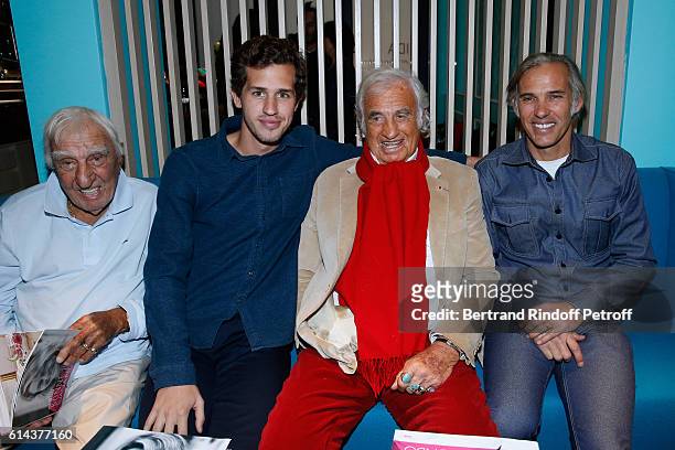 Actor Charles Gerard, Victor Belmondo , actor Jean-Paul Belmondo and his son Paul Belmondo attend Luana Belmondo presents her book "Mes Recettes...