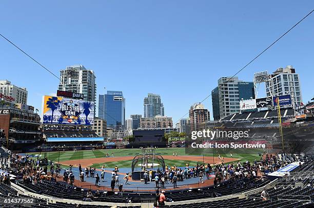 General view of the stadium as seen from behind home plate prior to the 2016 Major League Baseball All-Star Game at PETCO Park in San Diego, CA.