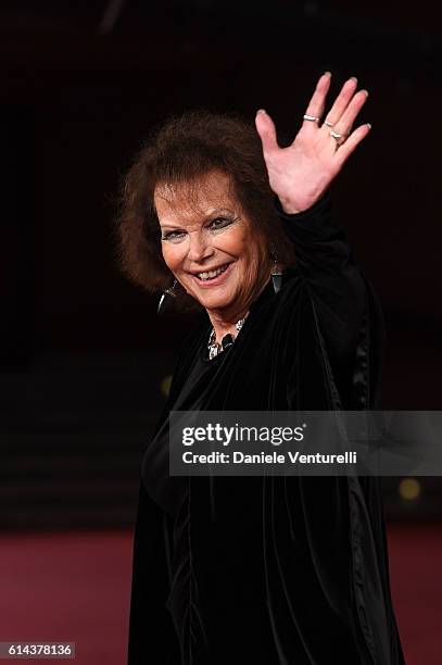 Claudia Cardinale walks a red carpet for 'Moonlight' at Auditorium Parco Della Musica on October 13, 2016 in Rome, Italy.