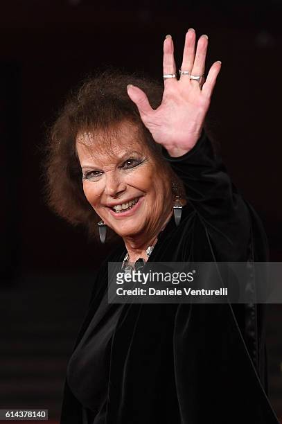 Claudia Cardinale walks a red carpet for 'Moonlight' at Auditorium Parco Della Musica on October 13, 2016 in Rome, Italy.