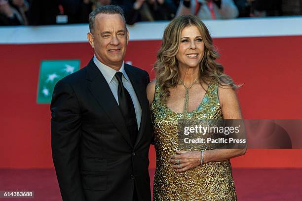 Tom Hanks and his wife Rita Wilson attend the red carpet during the 11th International Rome Film Festival. The 11th Rome Film Festival will be held...