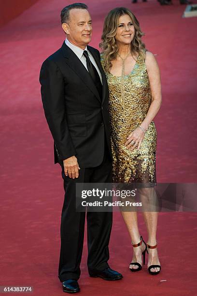 Tom Hanks and his wife Rita Wilson attend the red carpet during the 11th International Rome Film Festival. The 11th Rome Film Festival will be held...