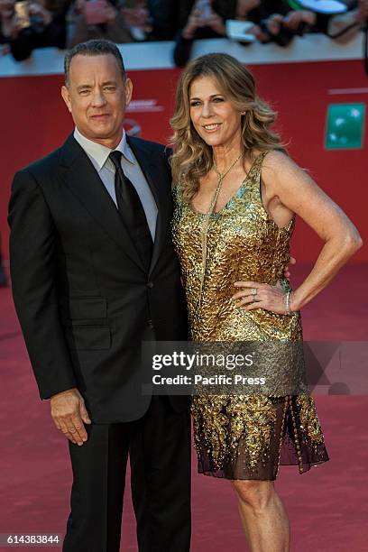 Tom Hanks and his wife Rita Wilson attend the red carpet during the 11th International Rome Film Festival. The 11th Rome Film Festival will be held...