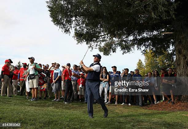 Phil Mickelson takes his second shot on the 13th hole during round one of the Safeway Open at the North Course of the Silverado Resort and Spa on...