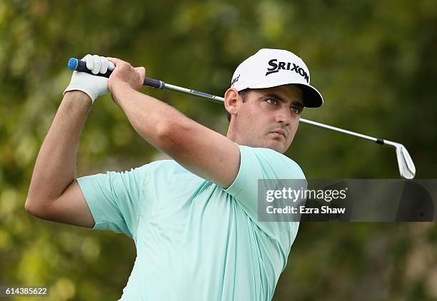 Rick Lamb tees off on the 17th hole during round one of the Safeway Open at the North Course of the Silverado Resort and Spa on October 13, 2016 in...