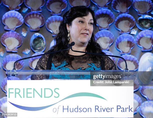 Honoree Paula Madoff speaks at the 2016 Friends Of Hudson River Park Gala at Hudson River Park's Pier 62 on October 13, 2016 in New York City.