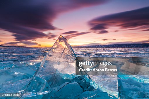 Sunset on the ice of Lake Baikal Sunset on the ice of Lake Baikal