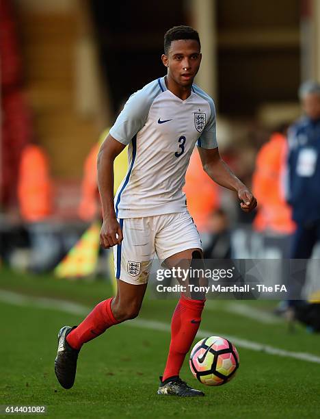 Brendan Galloway of England during the UEFA European U21 Championship qualifier match between England and Bosnia and Herzegovina at Banks' Stadium on...