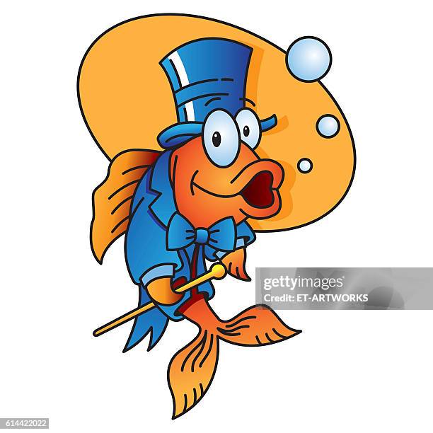 funny vector goldfish - red fish stock illustrations