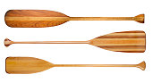 wooden canoe paddles isolated