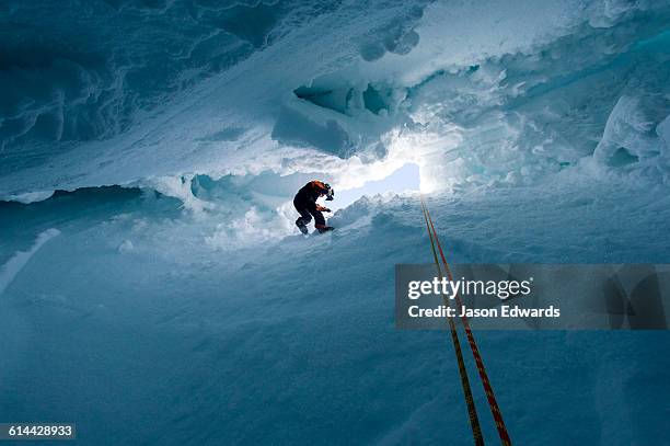 silver city ice fall, hut point peninsula, ross island antarctica. - crevasse stock pictures, royalty-free photos & images