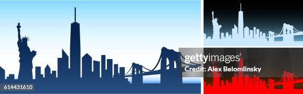 new york city skyline panoramic horizontal background - new york city skyline vector stock illustrations