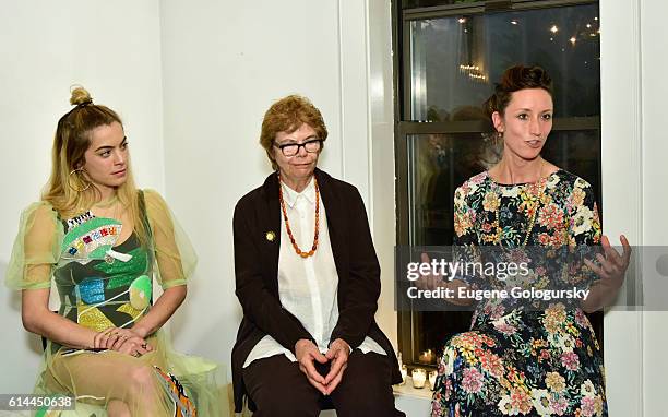 Chelsea Leyland, Pat Jonas, and Annie Novak attend the Garden Collage and Phaidon Press Host A Botany Salon on October 13, 2016 in Brooklyn, New York.