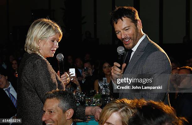 Martha Stewart and host Harry Connick Jr. Attend the 2016 Friends Of Hudson River Park Gala at Hudson River Park's Pier 62 on October 13, 2016 in New...