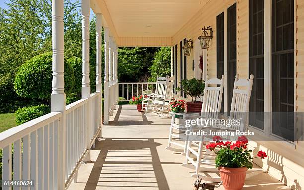 Classic american front porch, Shiloh Morning Inn, Oklahoma, USA.