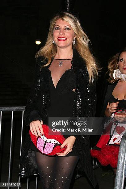 Meredith Ostrum arriving the UNICEF Halloween Ball on October 13, 2016 in London, England.