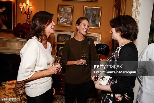 Dayle Haddon, Kelly Burns and Christy Turlington Burns at the WomenOne Dinner on October 13, 2016 in New York City.
