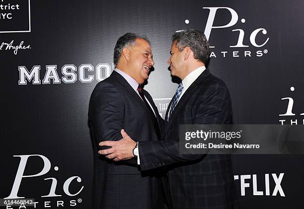 Chief Executive of iPic Entertainment Hamid Hashemi and CEO of Howard Hughes Corporation, David Weinreb attend 'Mascots' New York Premiere at iPic...