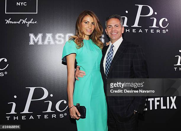 Ana Laspetkovski and CEO of Howard Hughes Corporation, David Weinreb attend 'Mascots' New York Premiere at iPic Fulton Market on October 13, 2016 in...