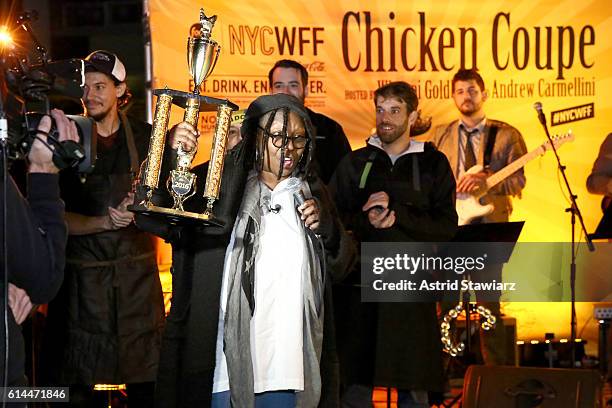 Whoopi Goldberg announces the winners at Chicken Coupe hosted by Whoopi Goldberg and Andrew Carmellini at The William Vale on October 13, 2016 in New...