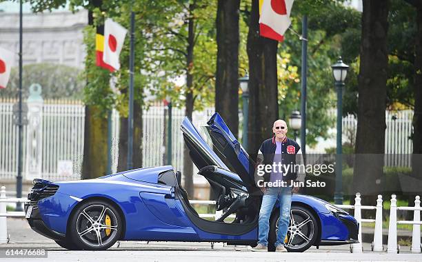 Six times Grammy Awards winning guitarist/composer Larry Carlton is seen during McLaren 650S test drive on October 14, 2016 in Tokyo, Japan.