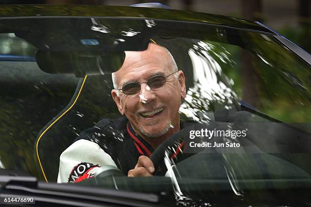 Six times Grammy Awards winning guitarist/composer Larry Carlton is seen during McLaren 650S test drive on October 14, 2016 in Tokyo, Japan.