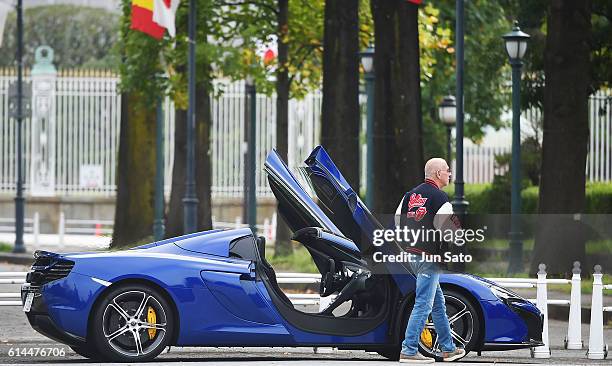 Six times Grammy Awards winning guitarist/composer Larry Carlton is seen during McLaren 650S test drive on October 14, 2016 in Tokyo, Japan.