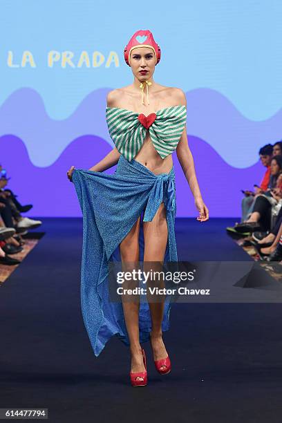 Model walks the runway during the Agatha Ruiz de la Prada show at Mercedes-Benz Fashion Week Mexico Spring/Summer 2017 at Maria Isabel Sheraton hotel...