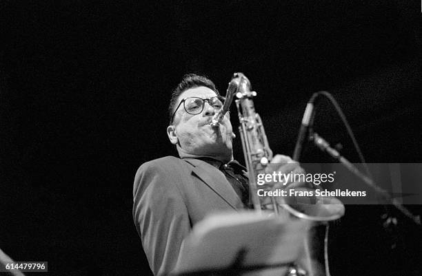 Jerry Weldon, tenor saxophone, performs with the Tenor Triangle on April 5th 1995 at the BIM huis in Amsterdam, Netherlands