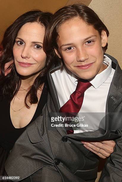 Mary-Louise Parker and son William Atticus Crudup and daughter Caroline Aberash Parker pose at The Opening Night After Party for "Heisenberg" on...