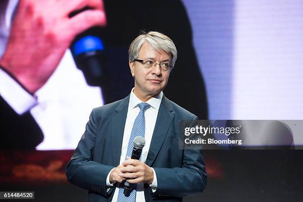 Jean-Laurent Bonnafe, chief executive officer of BNP Paribas SA, pauses whilst speaking at the Hello Tomorrow technology conference in Paris, France,...