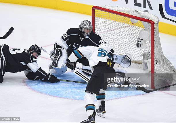 San Jose Sharks Left Wing Joonas Donskoi [7845] scores their fourth goal of the game in the third period against Los Angeles Kings Goalie Jonathan...