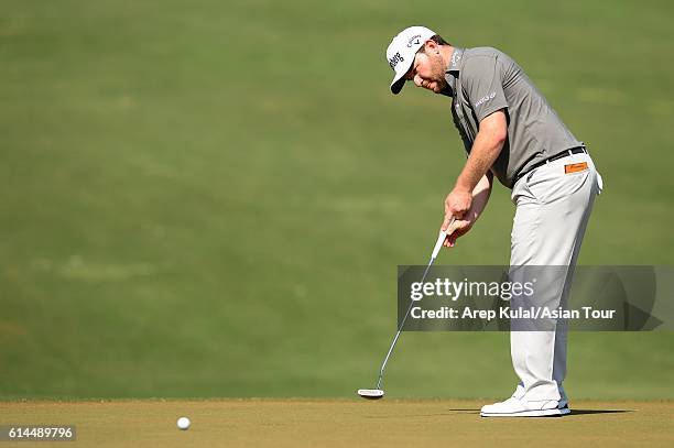 Branden Grace of South Africa pictured during round two of the 2016 Venetian Macao Open at Macau Golf and Country Club on October 14, 2016 in Macau,...