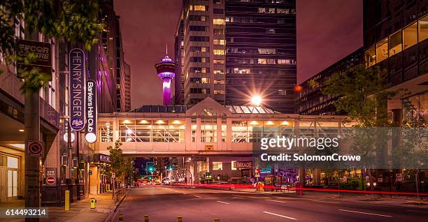 calgary city center with calgary tower - calgary downtown stock pictures, royalty-free photos & images