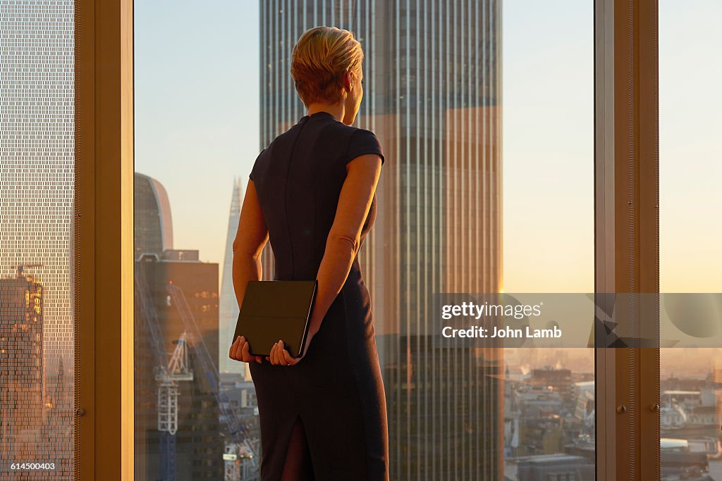 Businesswoman looking to the future