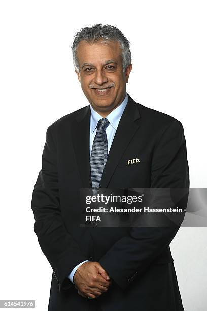 Council member Sheikh Salman Bin Ebrahim Al Khalifa poses during a Portrait session at the FIFA headquaters on October 14, 2016 in Zurich,...